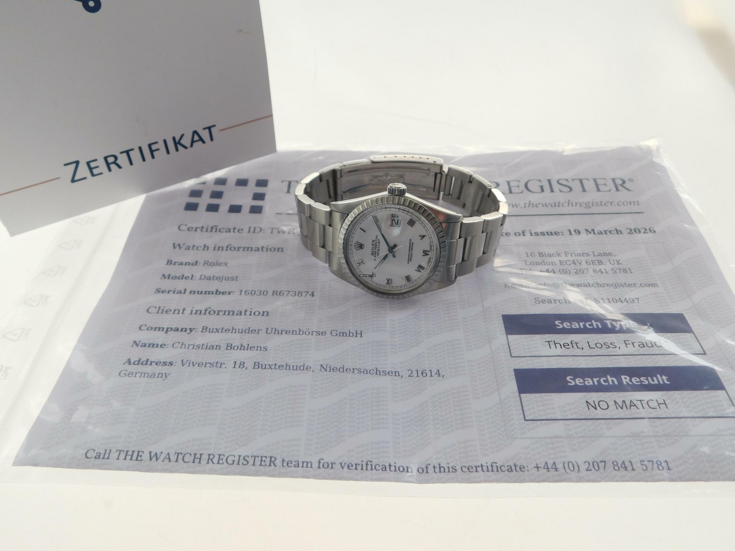 Thumbnail von Rolex Datejust 36 Stahl 36 mm Stella Dial römisch T Swiss Made T v 1987 im Top Zustand R Serie seltenes Stella Zifferblatt