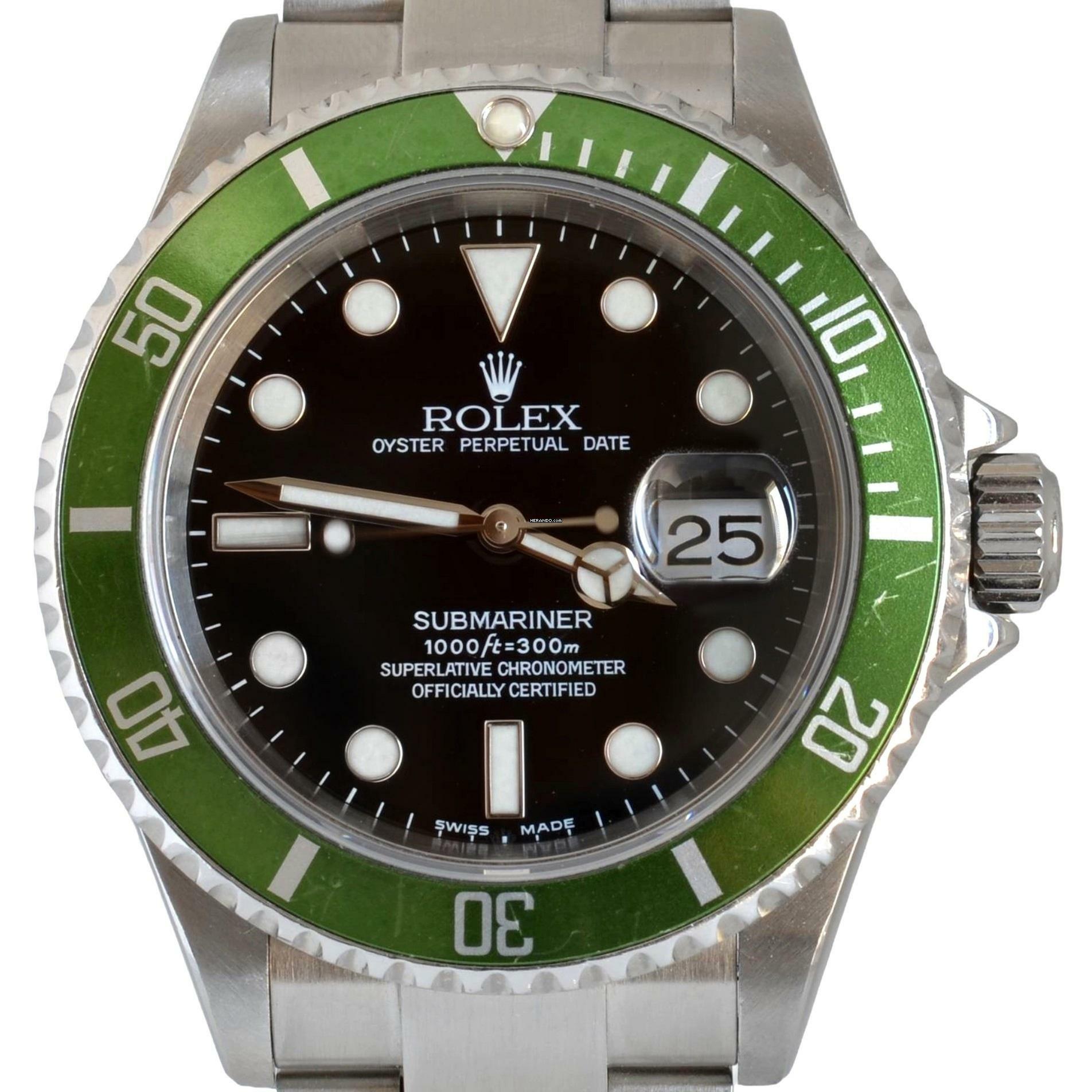 Thumbnail von Rolex Submariner Date 16610LV MK1 Kermit Fat Four bezel Full Set 2003