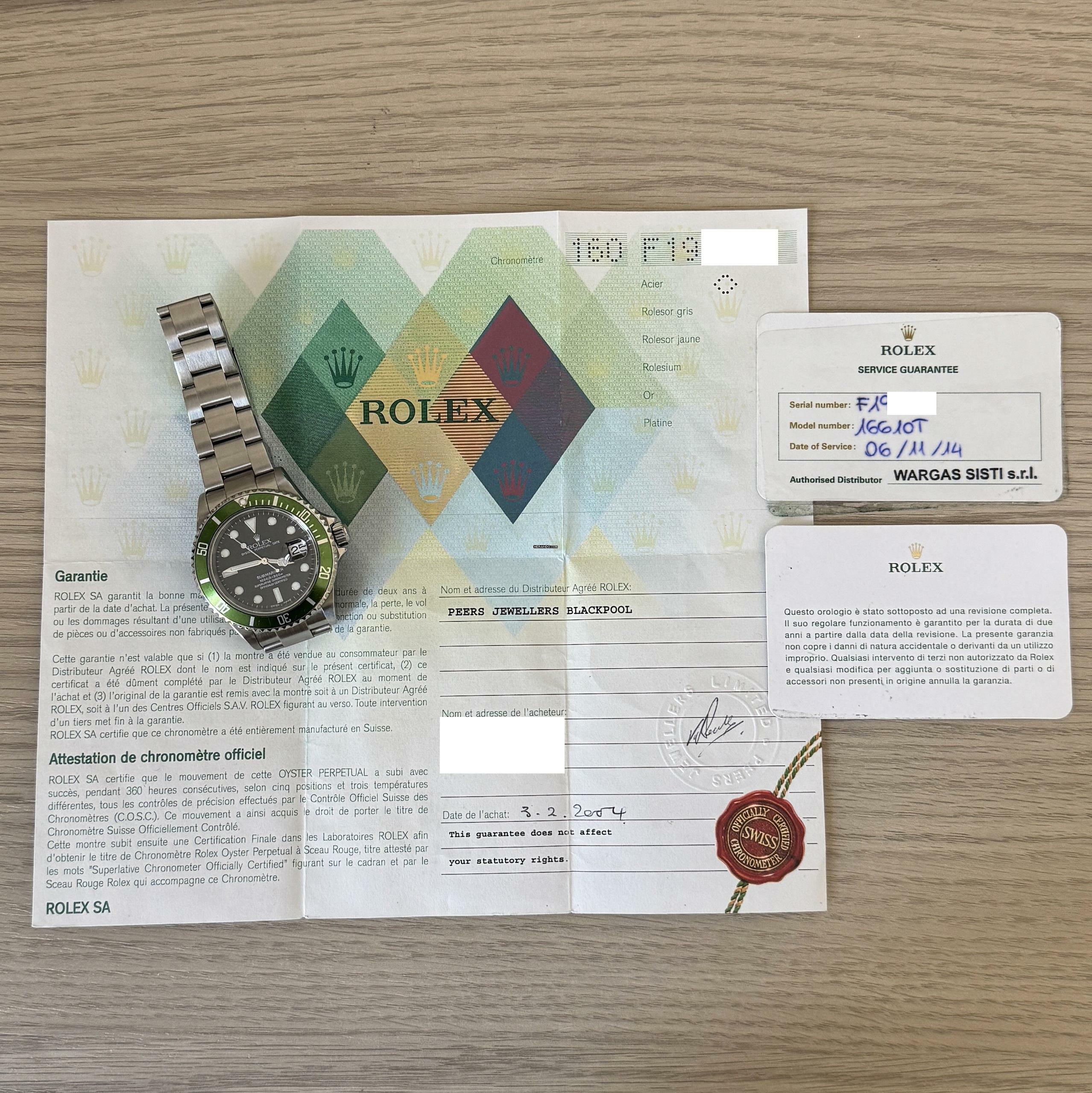 Thumbnail von Rolex Submariner Date 16610LV MK1 Kermit Fat Four bezel Full Set 2003