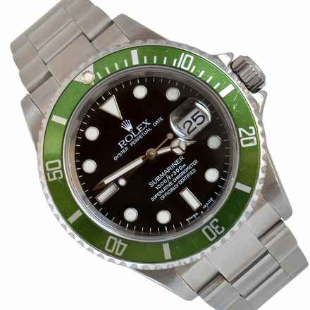  Rolex Submariner Date 16610LV MK1 Kermit Fat Four bezel Full Set 2003 