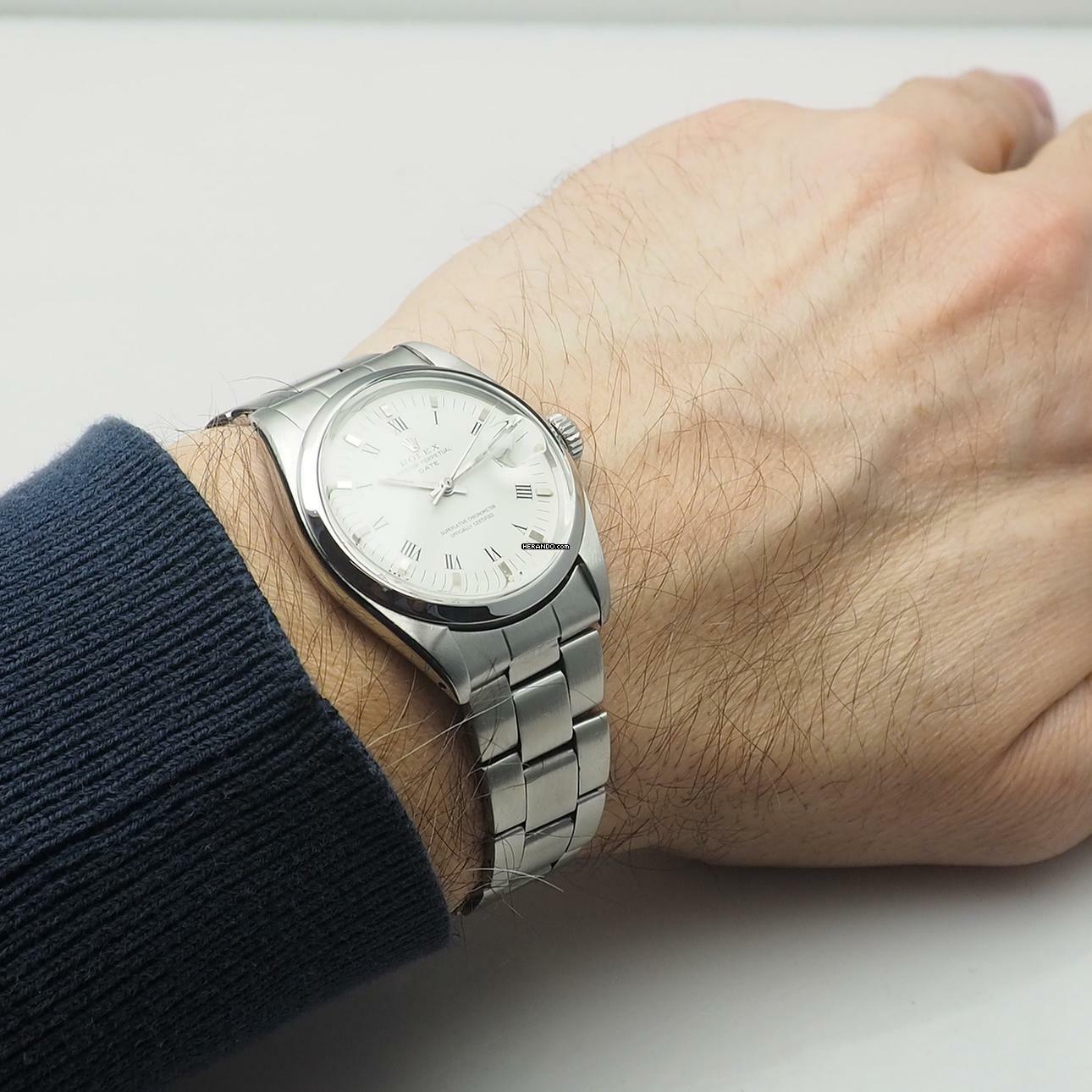 Thumbnail von Rolex Oyster Perpetual Date 1500 white roman T-swiss dial Stahl/Oyster Stahlband