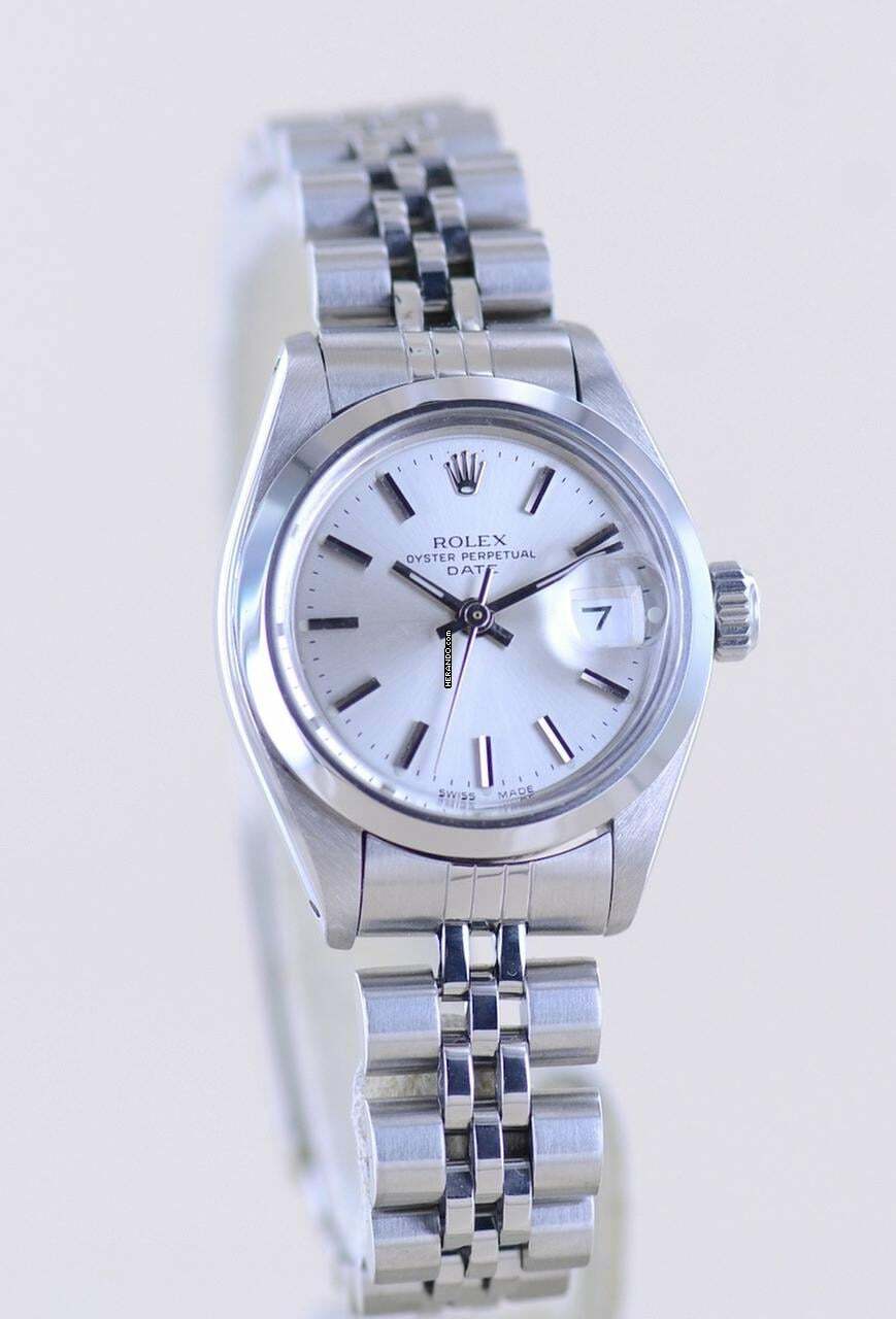 Thumbnail von Rolex Oyster Perpetual Lady Date silver index dial Jubiléband 26mm polished Bezel