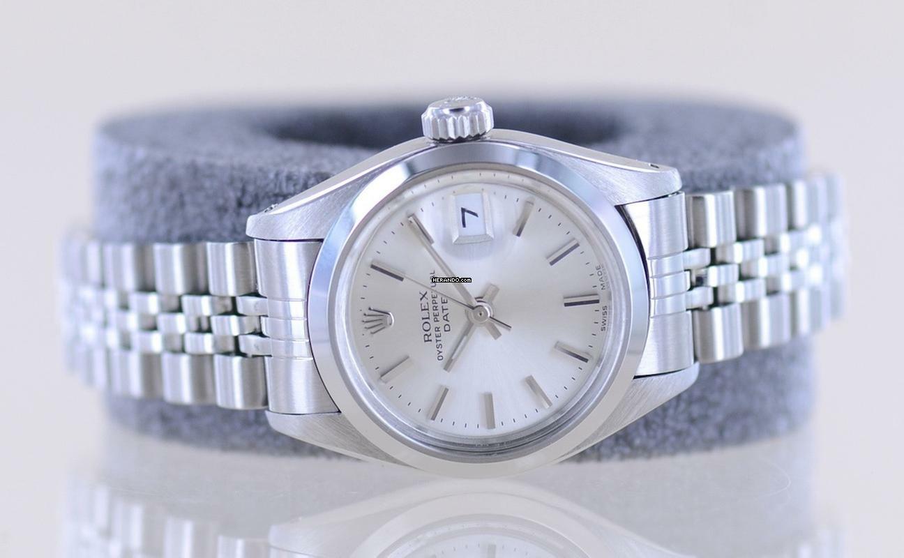 Thumbnail von Rolex Oyster Perpetual Lady Date silver index dial Jubiléband 26mm polished Bezel