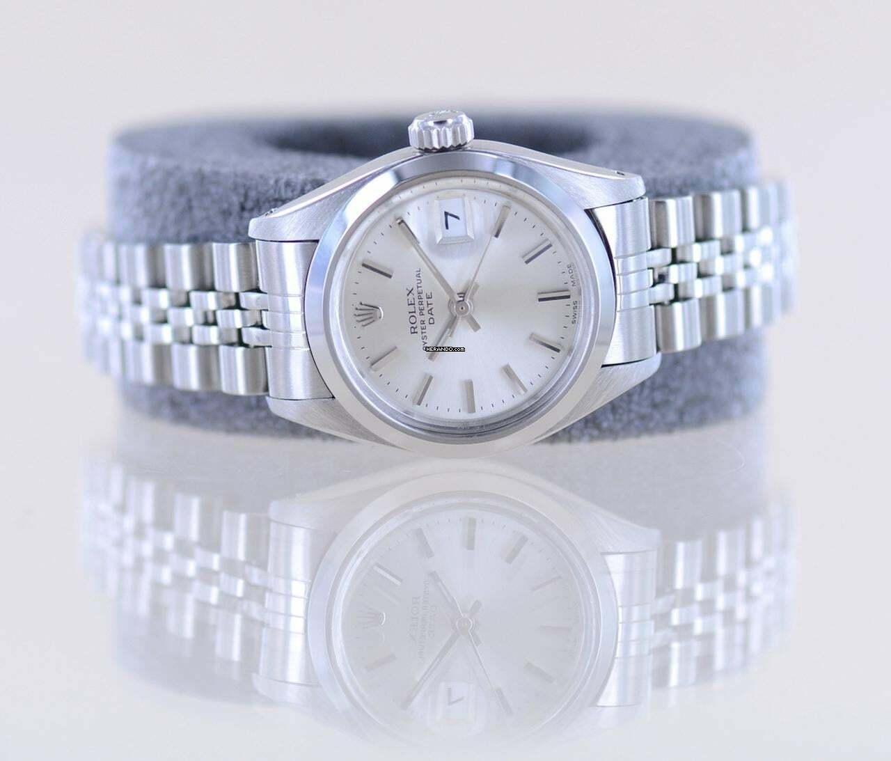 Thumbnail von Rolex Oyster Perpetual Lady Date silver index dial Jubiléband 26mm polished Bezel