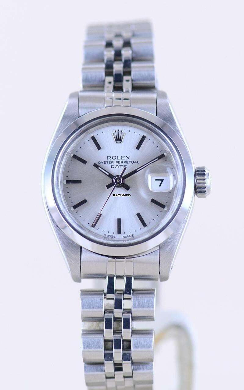 Thumbnail von Rolex Oyster Perpetual Lady Date silver index dial Jubiléband 26mm polished Bezel