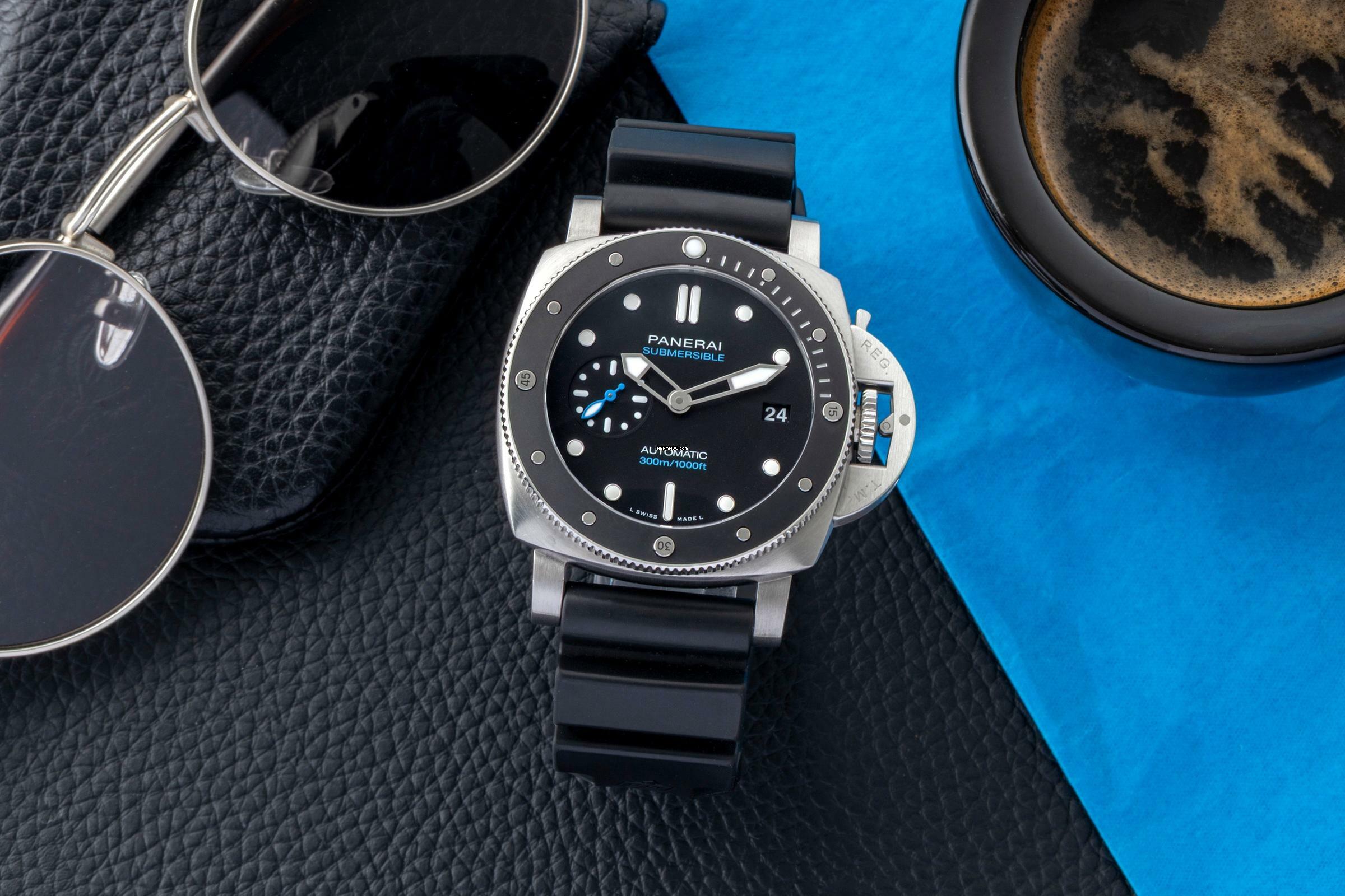  Panerai Luminor Submersible Stahl Automatik Herrenuhr PAM00683 B&P 