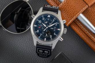 Thumbnail von IWC Fliegeruhr Doppelchronograph Schaffhausen Pilot Double Chronograph Automatik Stahl Herrenuhr Ref IW377801