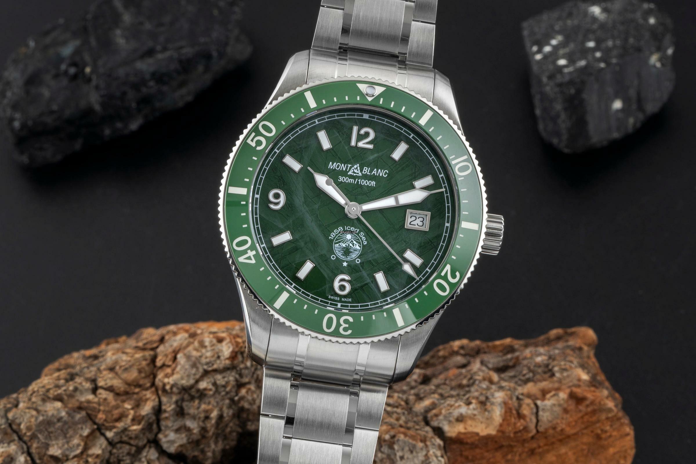  Montblanc 1858 Iced Sea Stahl Automatik Herrenuhr Ref. 129373 Box & Papiere 