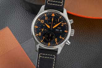 Thumbnail von IWC Fliegeruhr Chronograph Pilot Orange Sandstorm Chronograph Stahl Automatik Ref. IW377730 B&P 2021