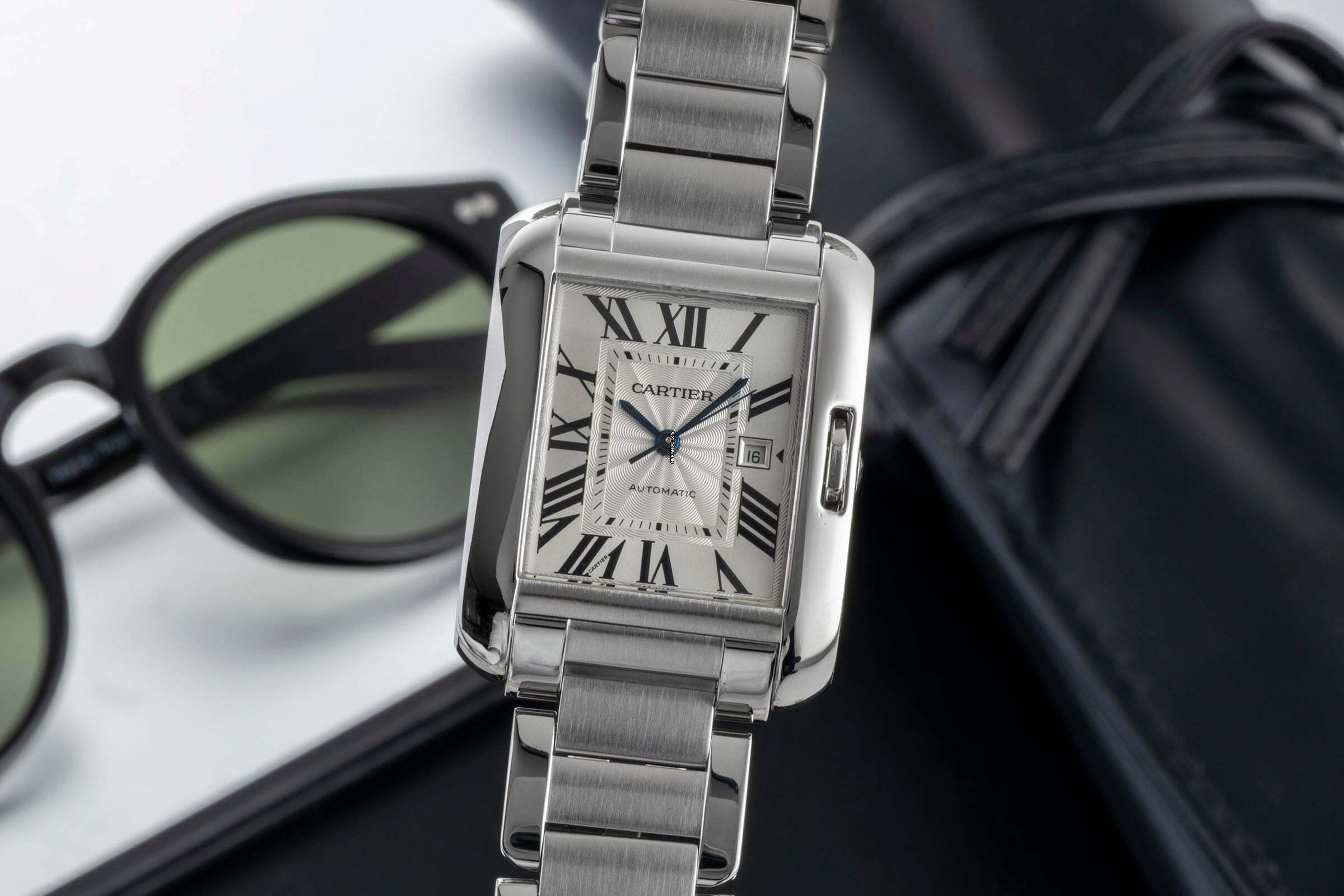  Cartier Tank Anglaise Silver Dial Stahl Automatik Herren Ref. W5310009 Papiere 