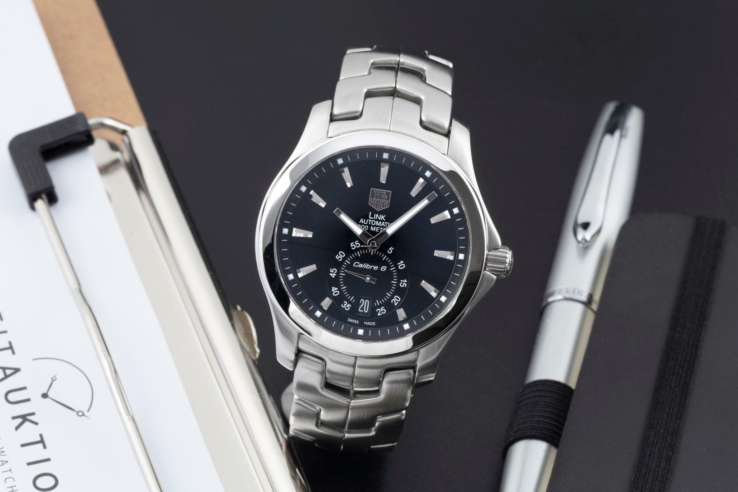 Thumbnail von TAG Heuer Link Calibre 6 Black Dial Edelstahl Automatik Herrenuhr Ref. WJF211A