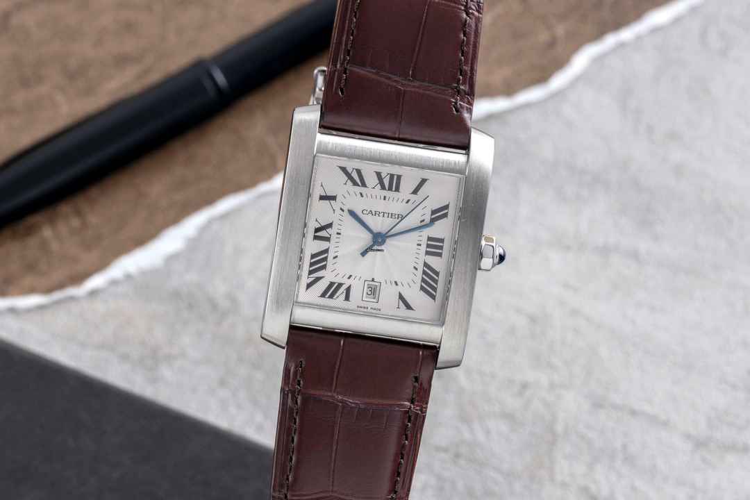  Cartier Tank Française Edelstahl Automatik Herrenuhr Ref. W5101755 B&P 2002 