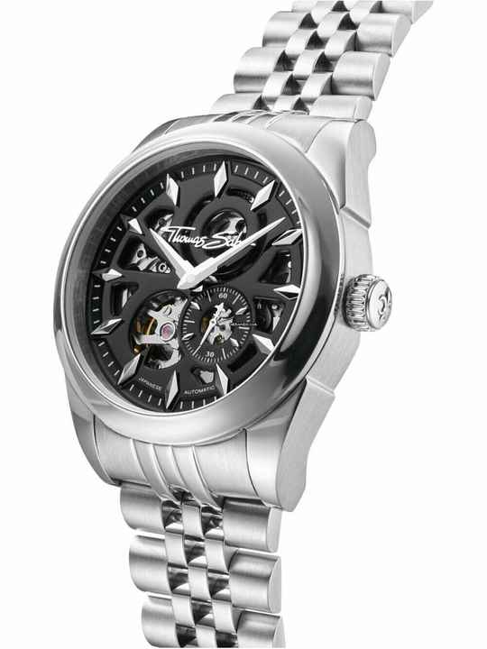  THOMAS SABO WA0409-201-203 Herrenuhr Automatik Schwarz 41mm 5ATM 