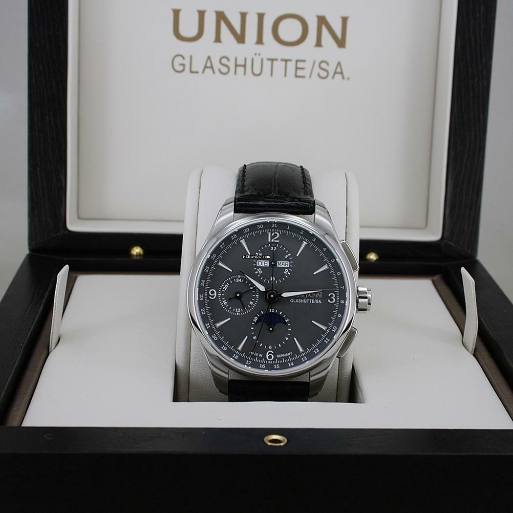 Thumbnail von Union Glashütte Belisar Chronograph Mondphase Vollkalender Graues Zifferblatt Ø 42 mm Full Set neuwertiger Zustand
