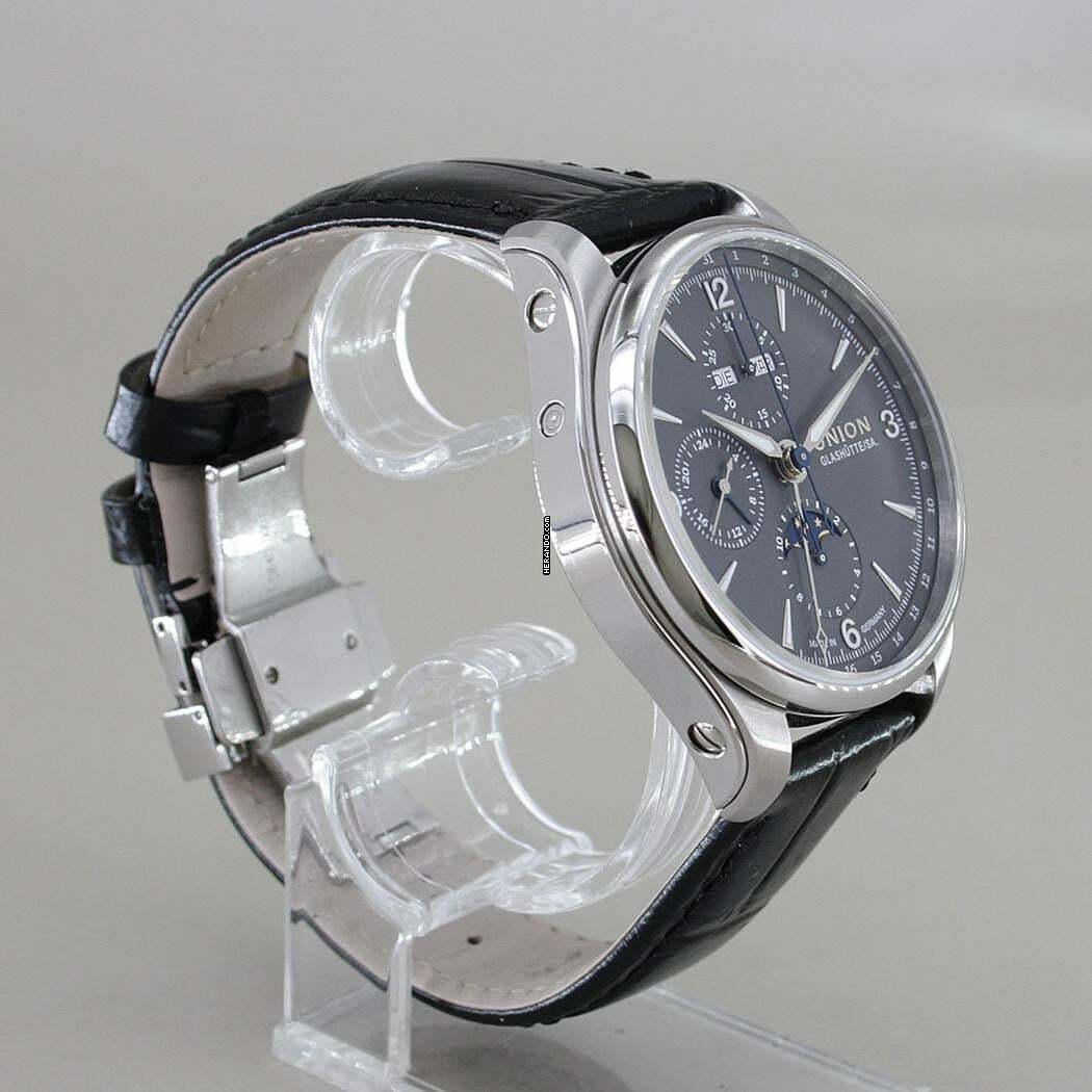 Thumbnail von Union Glashütte Belisar Chronograph Mondphase Vollkalender Graues Zifferblatt Ø 42 mm Full Set neuwertiger Zustand