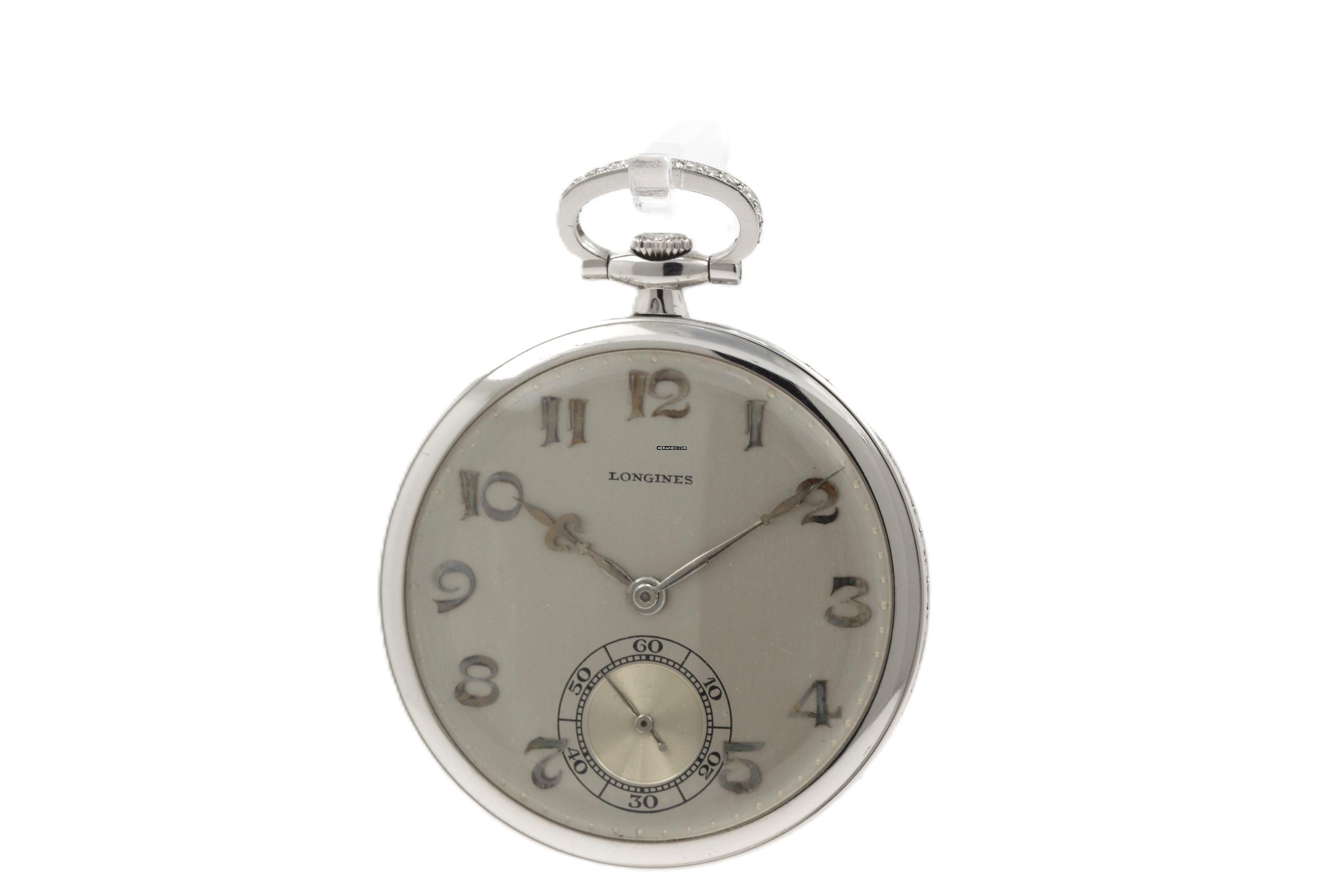 Thumbnail von Longines Ultra Rare Platinum Pocket Watch with Diamonds from 1929
