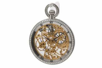 Thumbnail von IWC Pocket Watch Skeleton Pocket Watch 18K White Gold Retail 52500 Swiss Francs from 1984