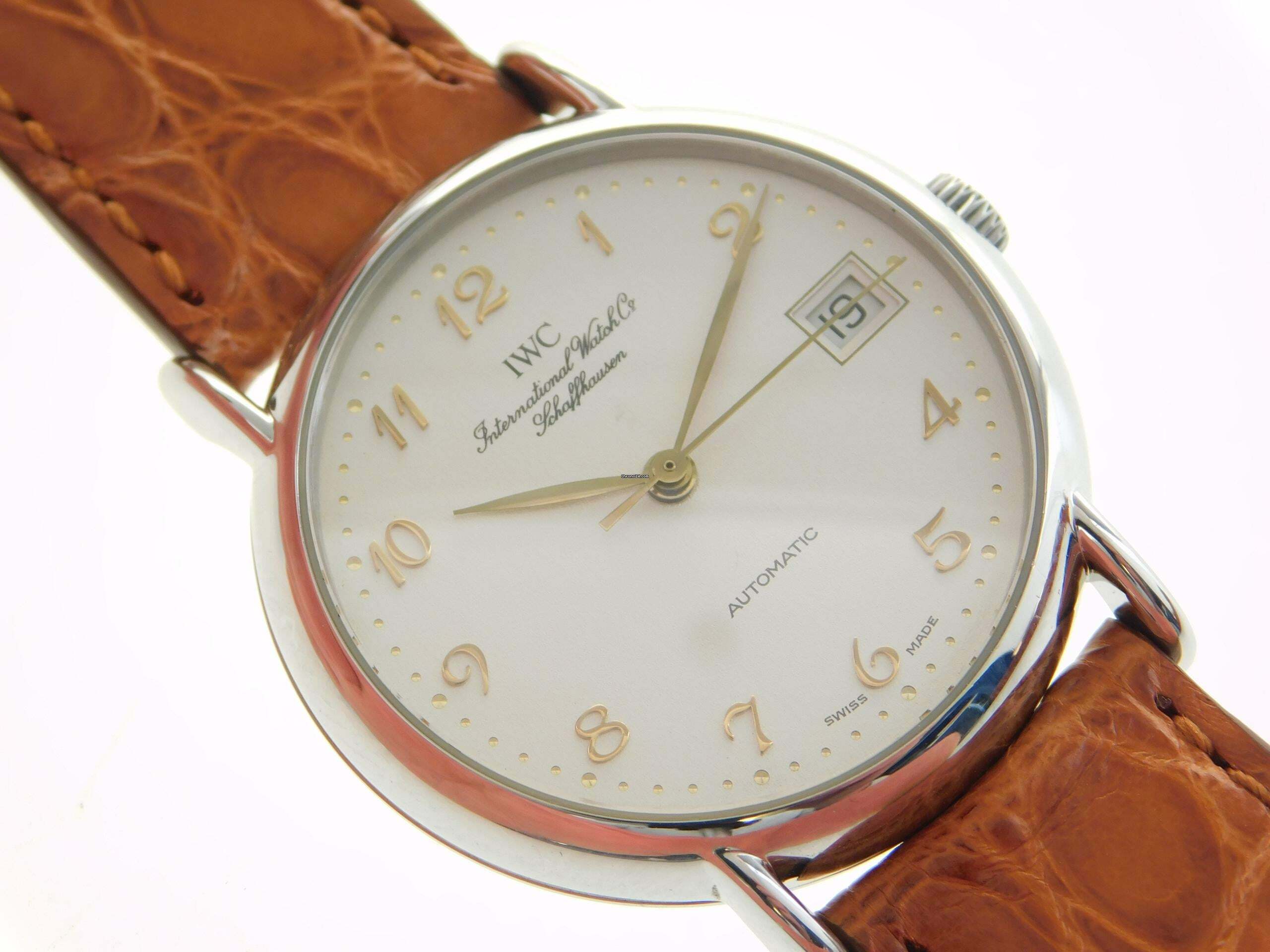 Thumbnail von IWC Portofino Automatic Edelstahl Datum 34 mm im Top Zustand Automatik mit Lederband