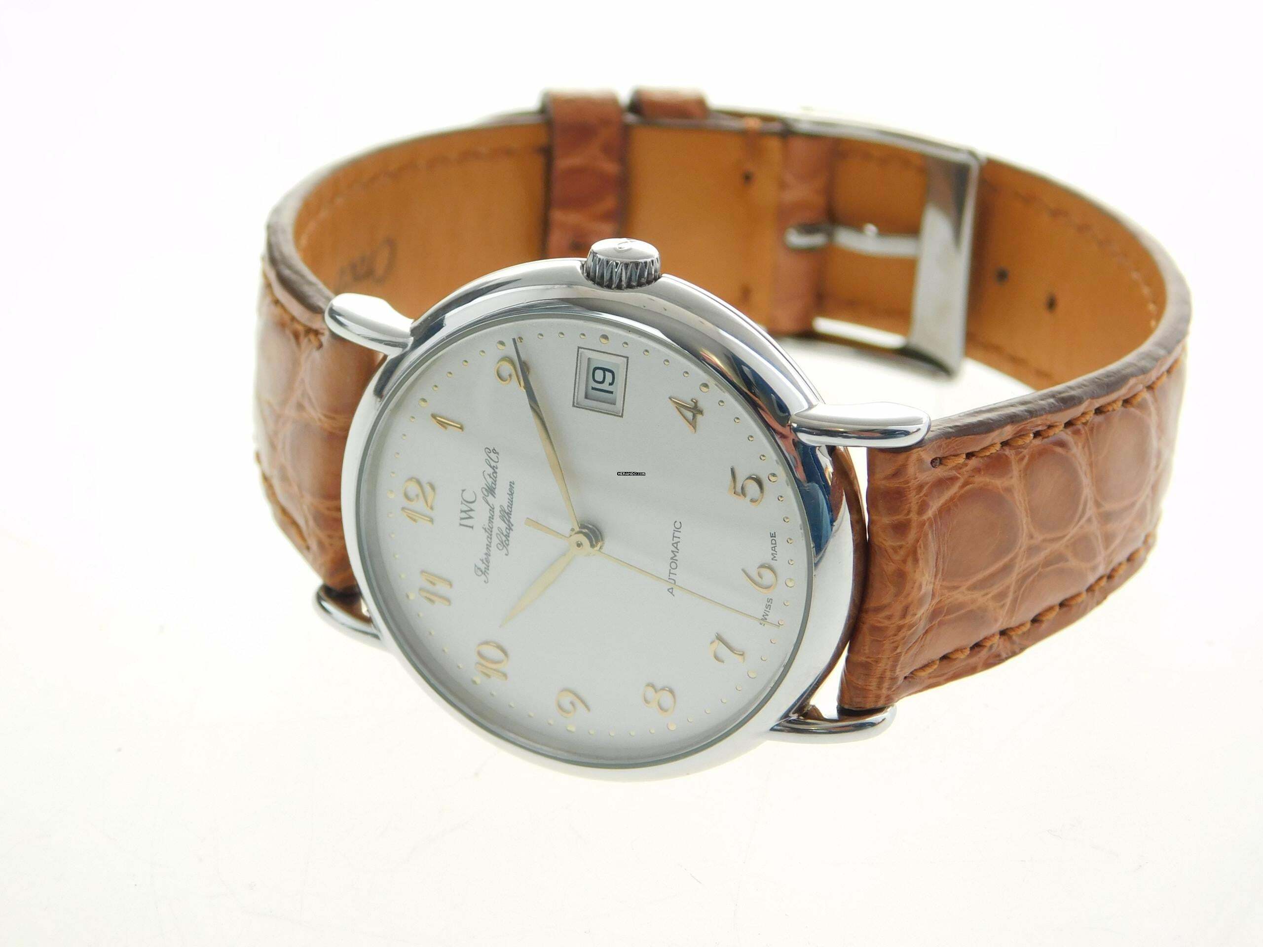 Thumbnail von IWC Portofino Automatic Edelstahl Datum 34 mm im Top Zustand Automatik mit Lederband