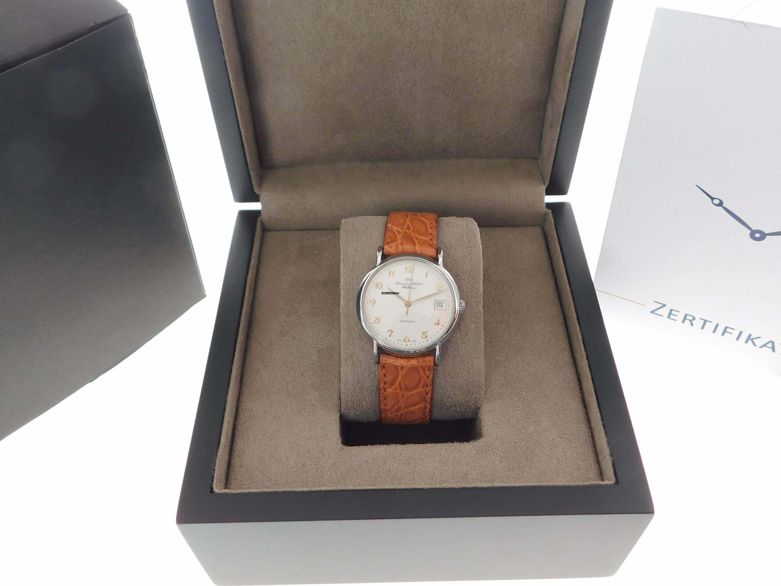 Thumbnail von IWC Portofino Automatic Edelstahl Datum 34 mm im Top Zustand Automatik mit Lederband