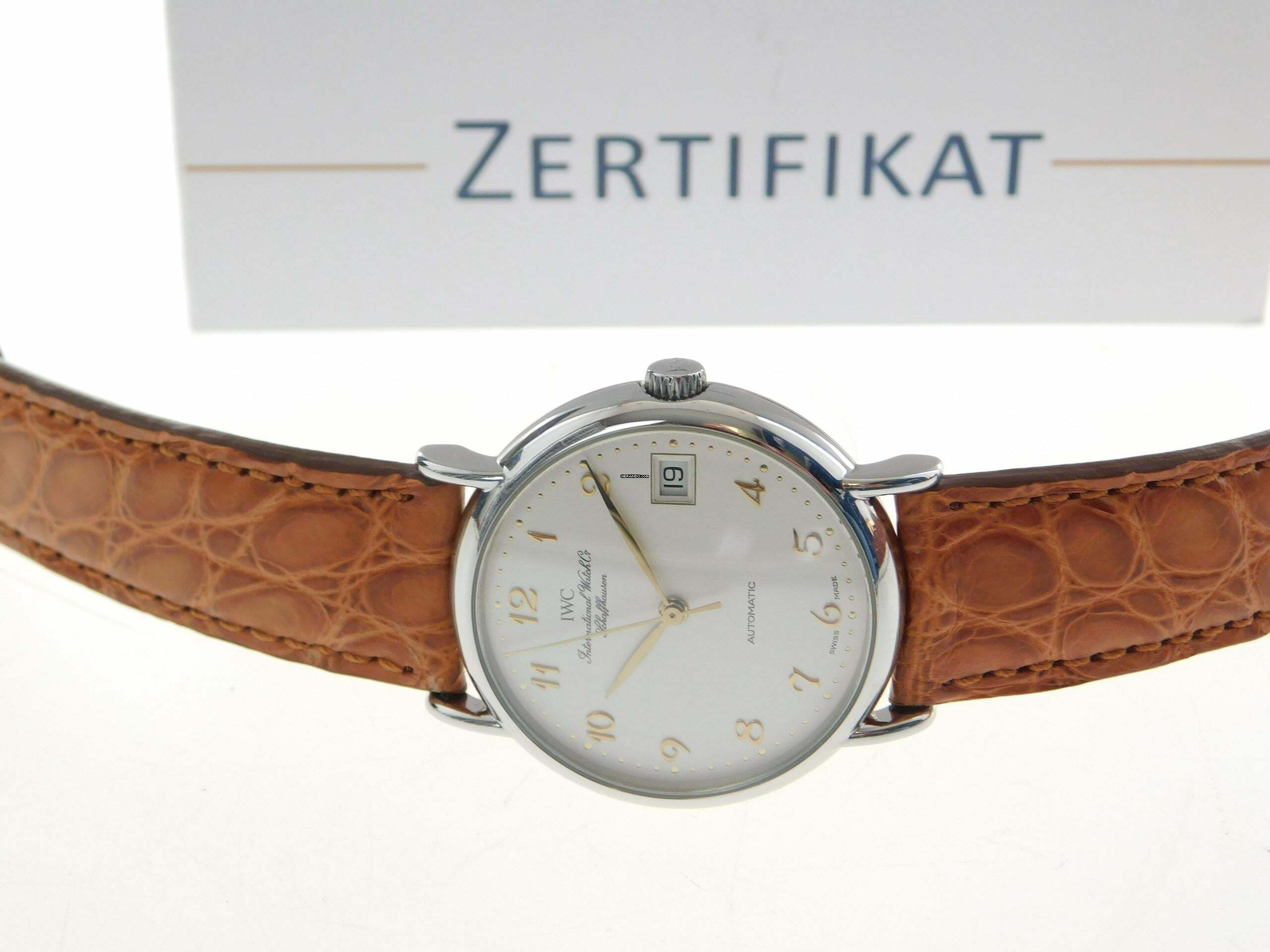  IWC Portofino Automatic Edelstahl Datum 34 mm im Top Zustand Automatik mit Lederband 