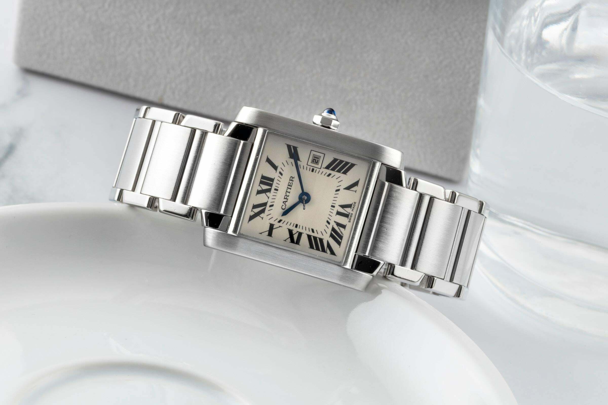 Thumbnail von Cartier Tank Française Silver Dial Medium Edelstahl Damenuhr Ref. W51011Q3