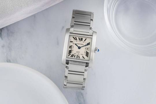  Cartier Tank Française Silver Dial Medium Edelstahl Damenuhr Ref. W51011Q3 