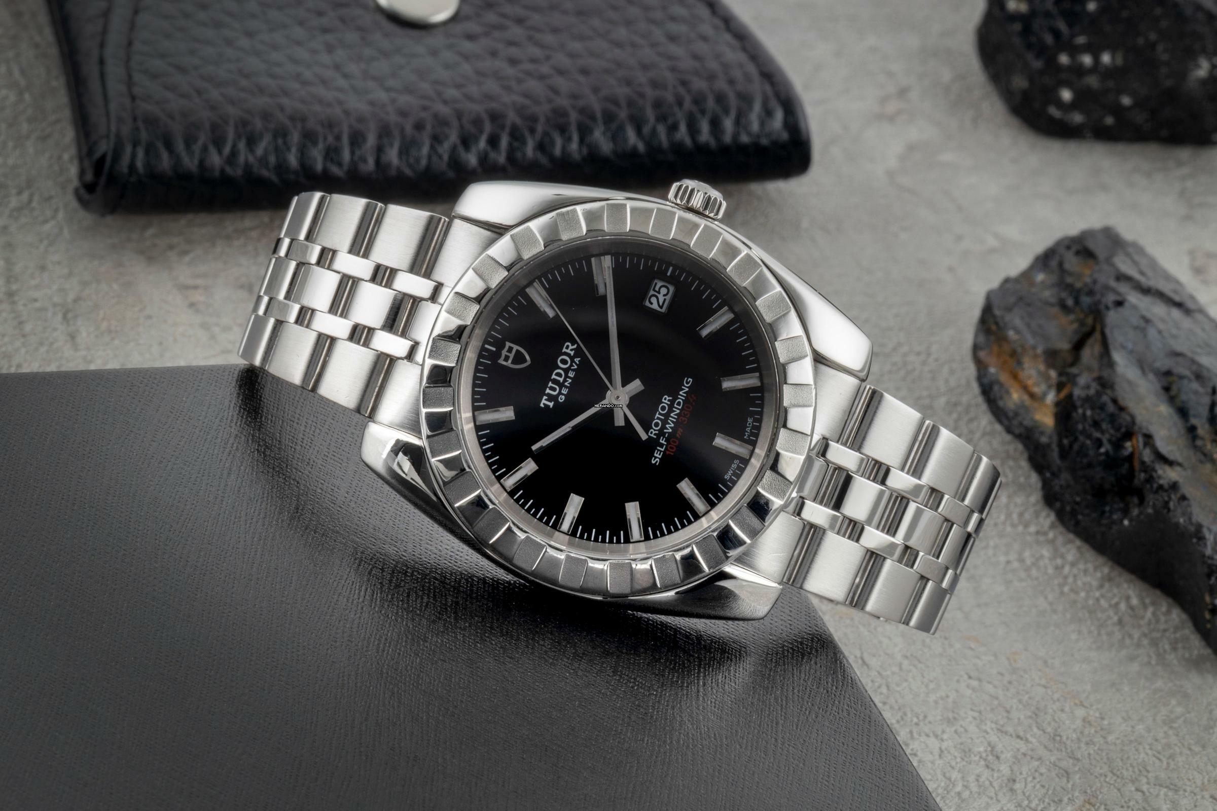 Thumbnail von Tudor Classic Date 38 Black Dial Automatik Edelstahl Herrenuhr Ref. 21010