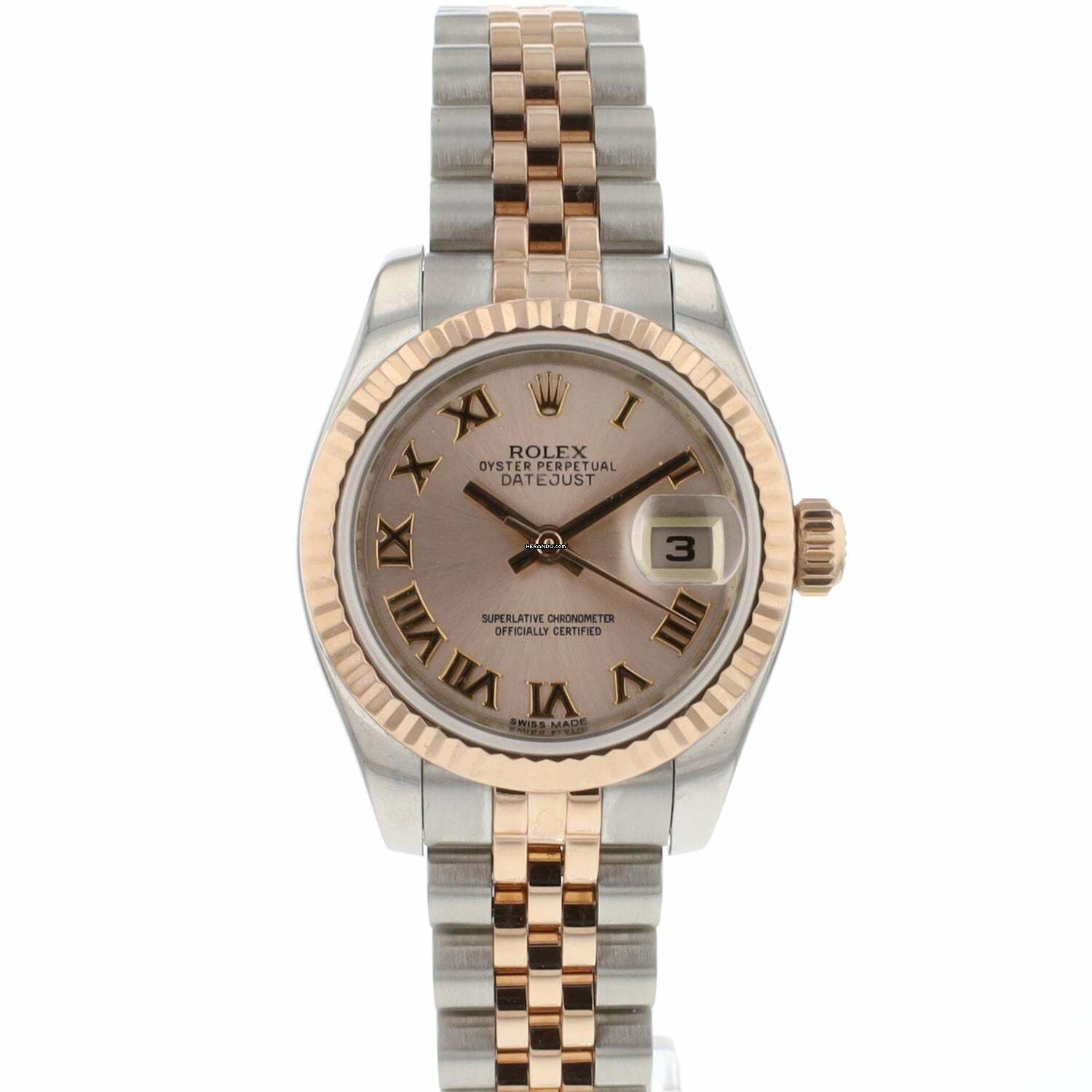  Rolex Lady-Datejust 26 Steel/Everose Jubilee Pink Roman Dial 