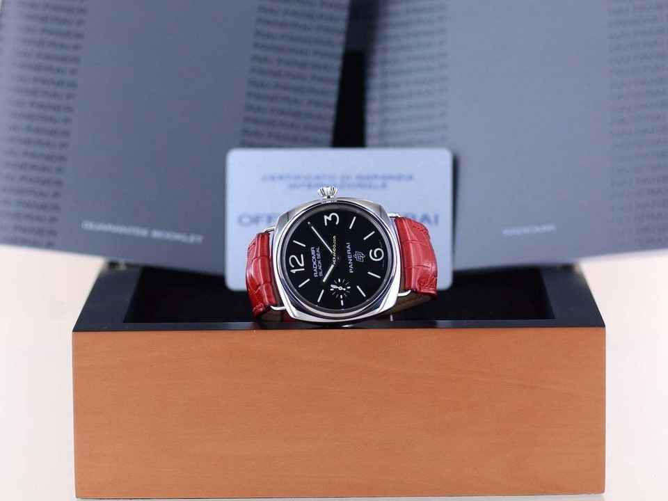  Officine Paneral Radiomir PAM00380 Black Seal Logo 45 mm Hand Wind Red Strap B+P 