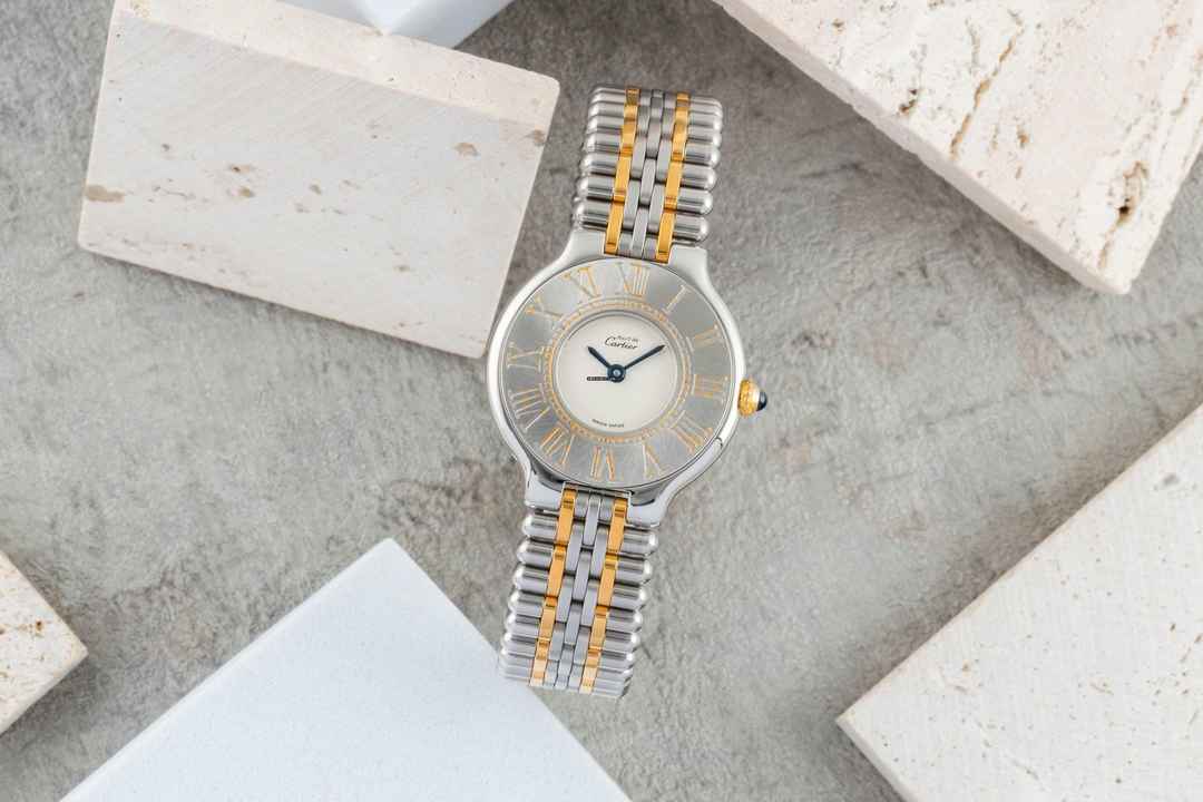  Cartier 21 Must de Cartier SM Stahl / Gold Quarz Damenuhr Ref. W10051F4 B&P 