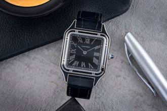 Thumbnail von Cartier Santos Dumont Black Lacquer Handaufzug Herrenuhr Ref. WSSA0046 B&P 2024