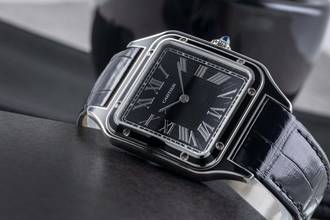 Thumbnail von Cartier Santos Dumont Black Lacquer Handaufzug Herrenuhr Ref. WSSA0046 B&P 2024