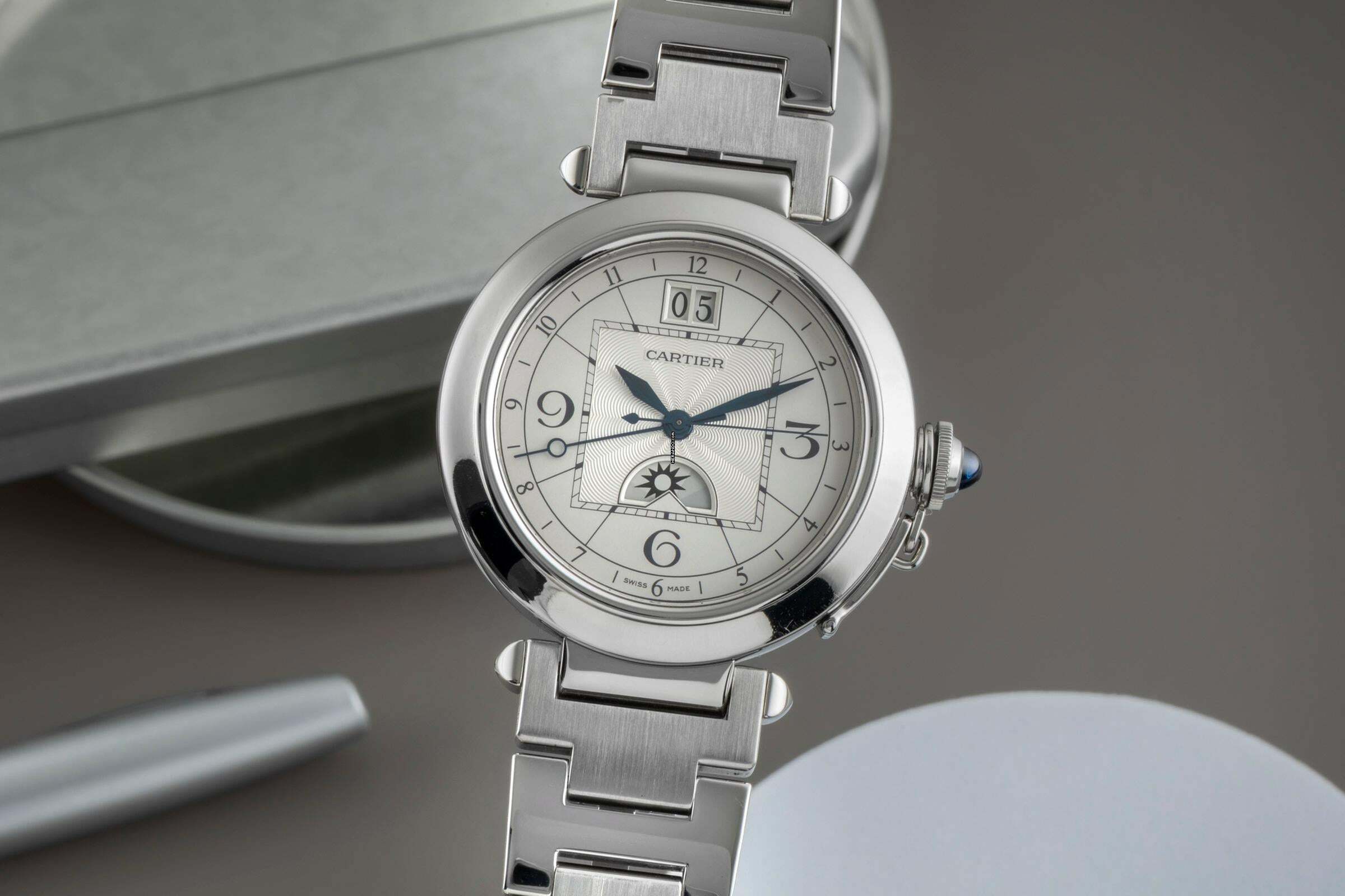  Cartier Pasha XL Automatik Night & Day Edelstahl Herrenuhr Ref. W31093M7 