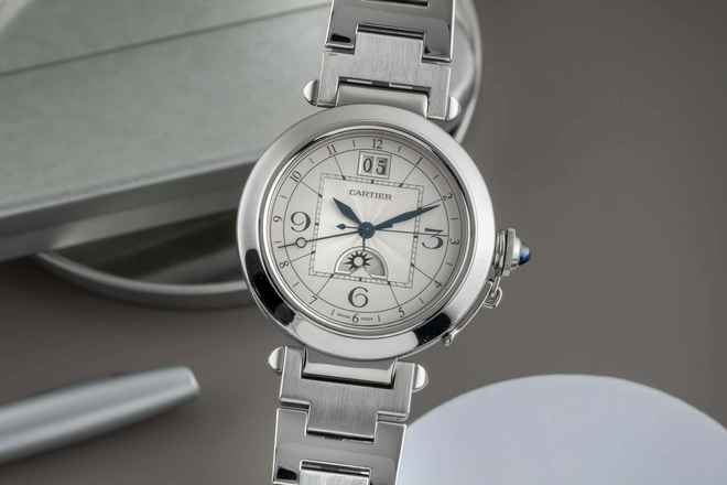  Cartier Pasha XL Automatik Night & Day Edelstahl Herrenuhr Ref. W31093M7 