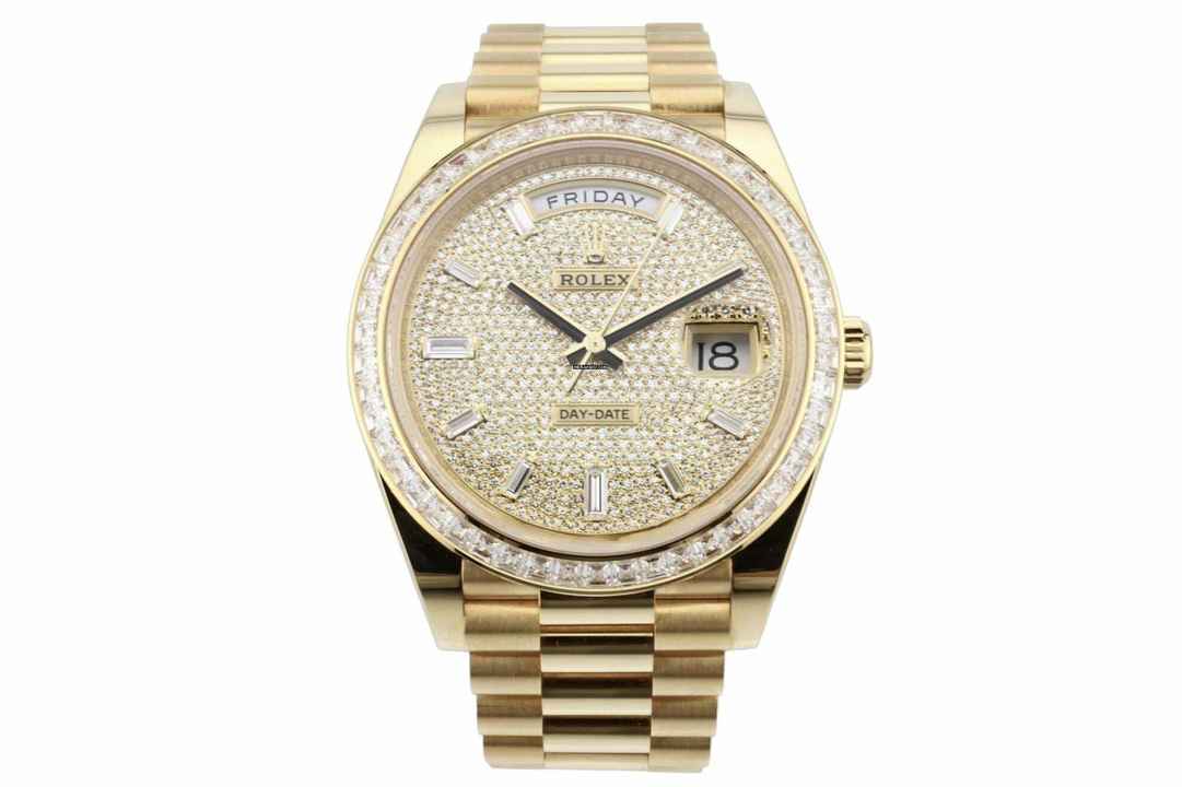  Rolex Day-Date 40 Factory Pave Dial With Baguette Indices - Factory Baguette Diamond Bezel - 228398TBR 2023 