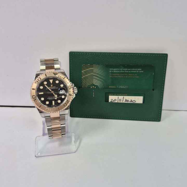  Rolex Yacht-Master 40 40mm Ouro Rosé Black Dial Automático Completo 