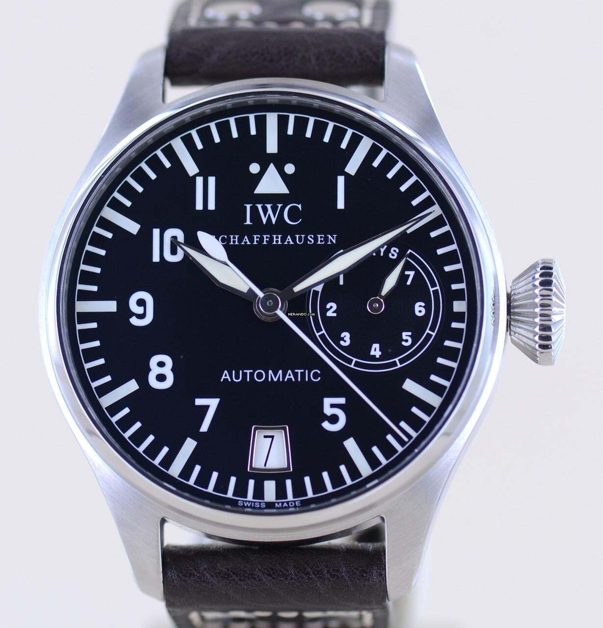  IWC Große Fliegeruhr Big Pilot's Stahl Black 46mm 7-Tage Werk Automatik Fliegeruhr Pellaton 