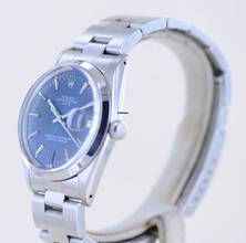 Thumbnail von Rolex Oyster Perpetual Date 15000 Automatic Blue Stick dial Oysterband Stahl 1985 Vintage rar