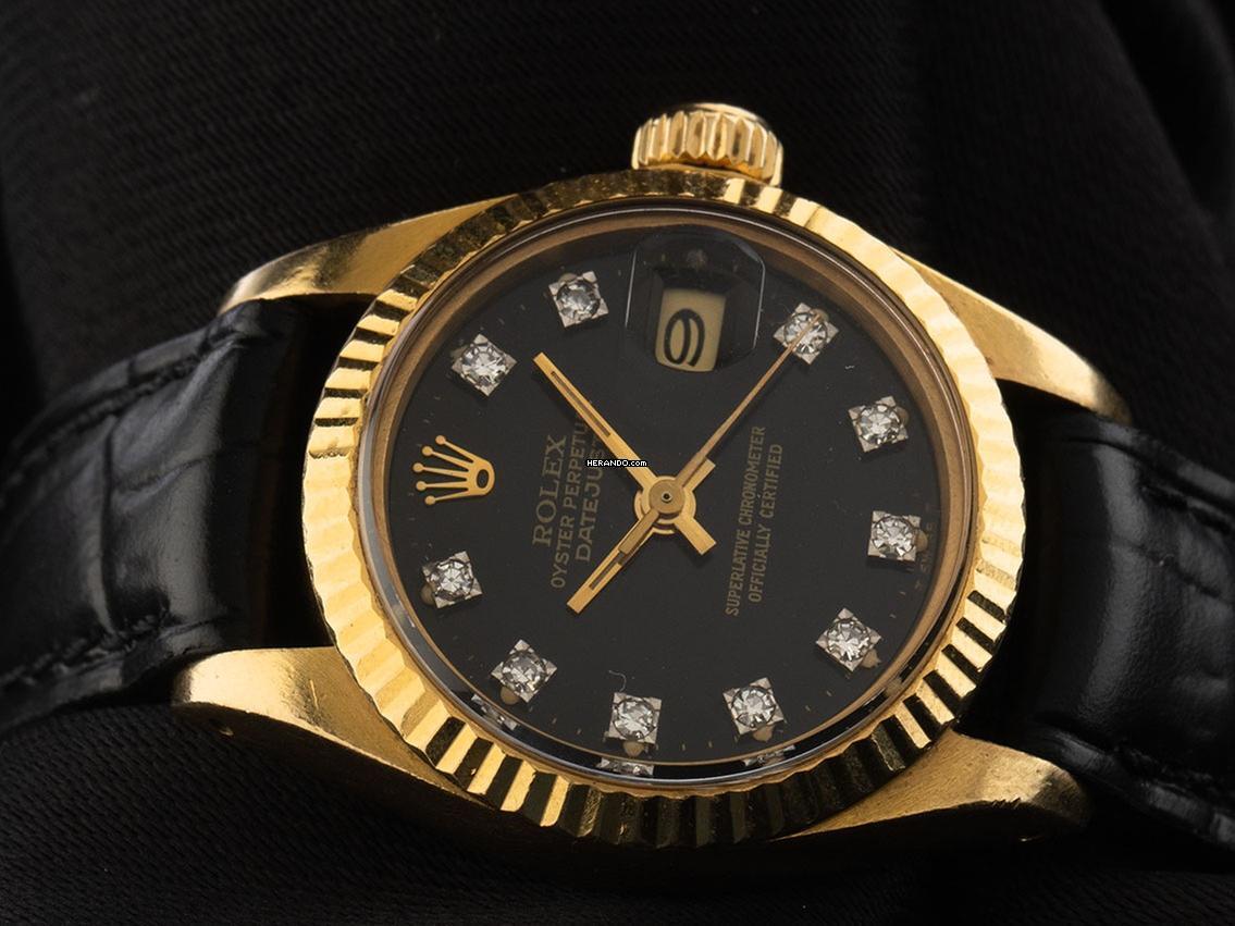 Thumbnail von Rolex Lady-Datejust Ref.6917 1982 Box&Beschreibung sehr gut Vintage Datejust Lady 18kt Gelbgold Diamanten