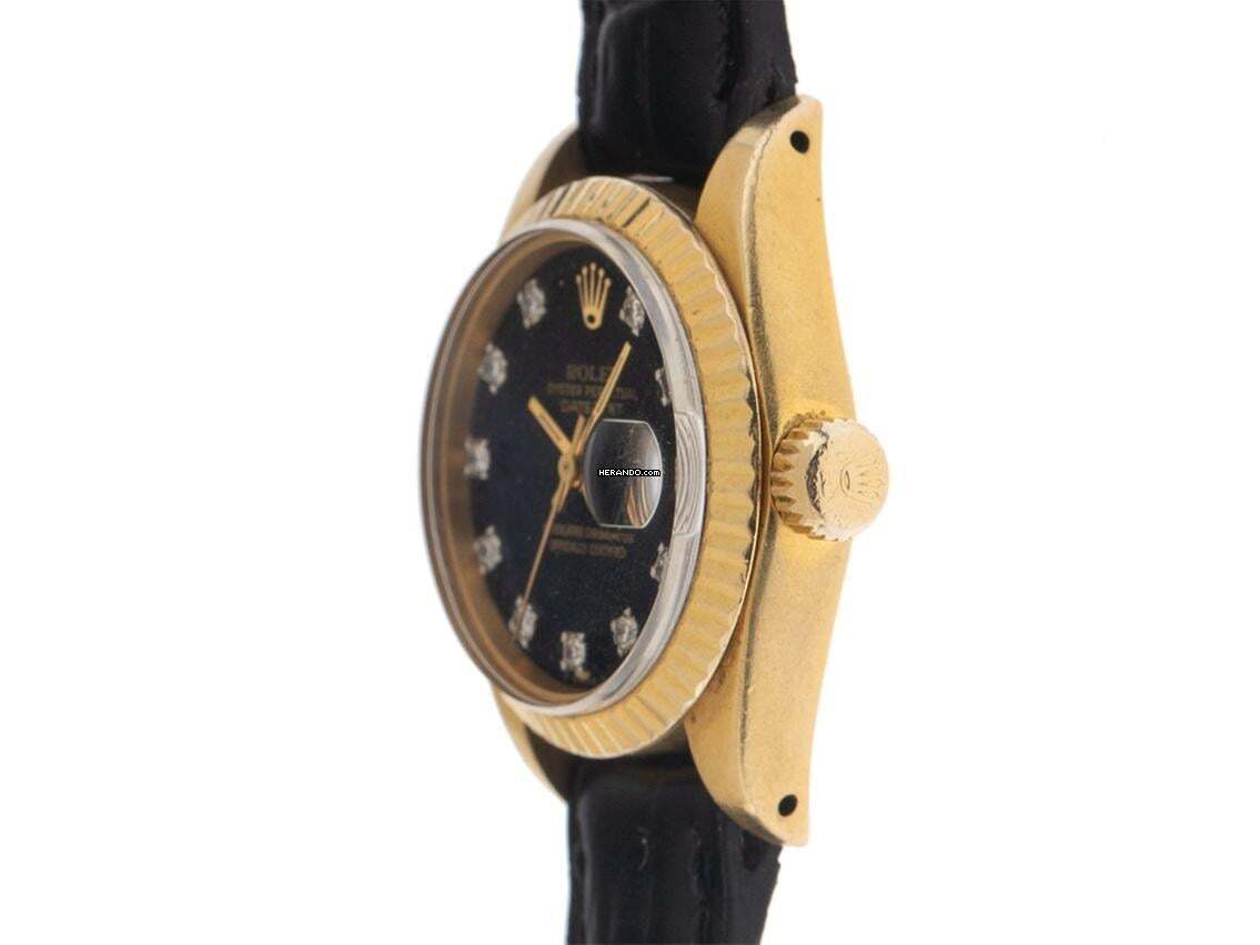 Thumbnail von Rolex Lady-Datejust Ref.6917 1982 Box&Beschreibung sehr gut Vintage Datejust Lady 18kt Gelbgold Diamanten