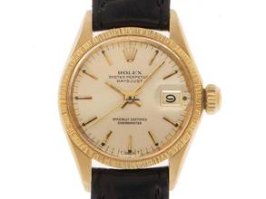 Thumbnail von Rolex Lady-Datejust Ref.6527 1967 Box&Beschreibung sehr gut Vintage Datejust Lady Rindengravur open 6/9 18kt Gelbgold