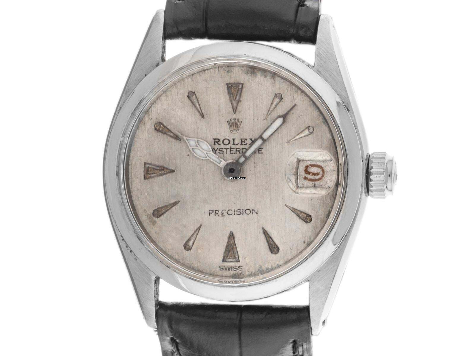 Rolex Oysterdate Precision Red Date Ref.6266 1953 original Box sehr gut Vintage Oysterdate Precision Red Date open 6/9