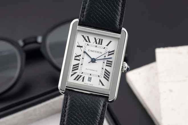  Cartier Tank Solo XL Edelstahl Automatik Herrenuhr Ref. WSTA0029 B&P 