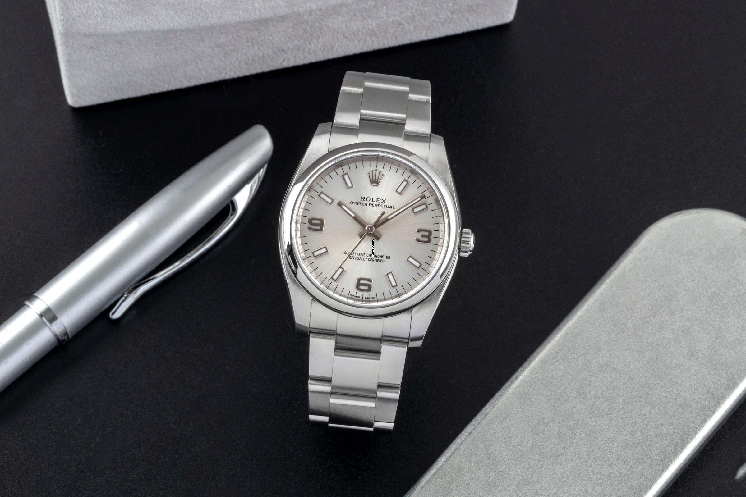 Thumbnail von Rolex Air King 34 Silver Dial Oyster Edelstahl Automatik Ref. 114200 B&P 2017