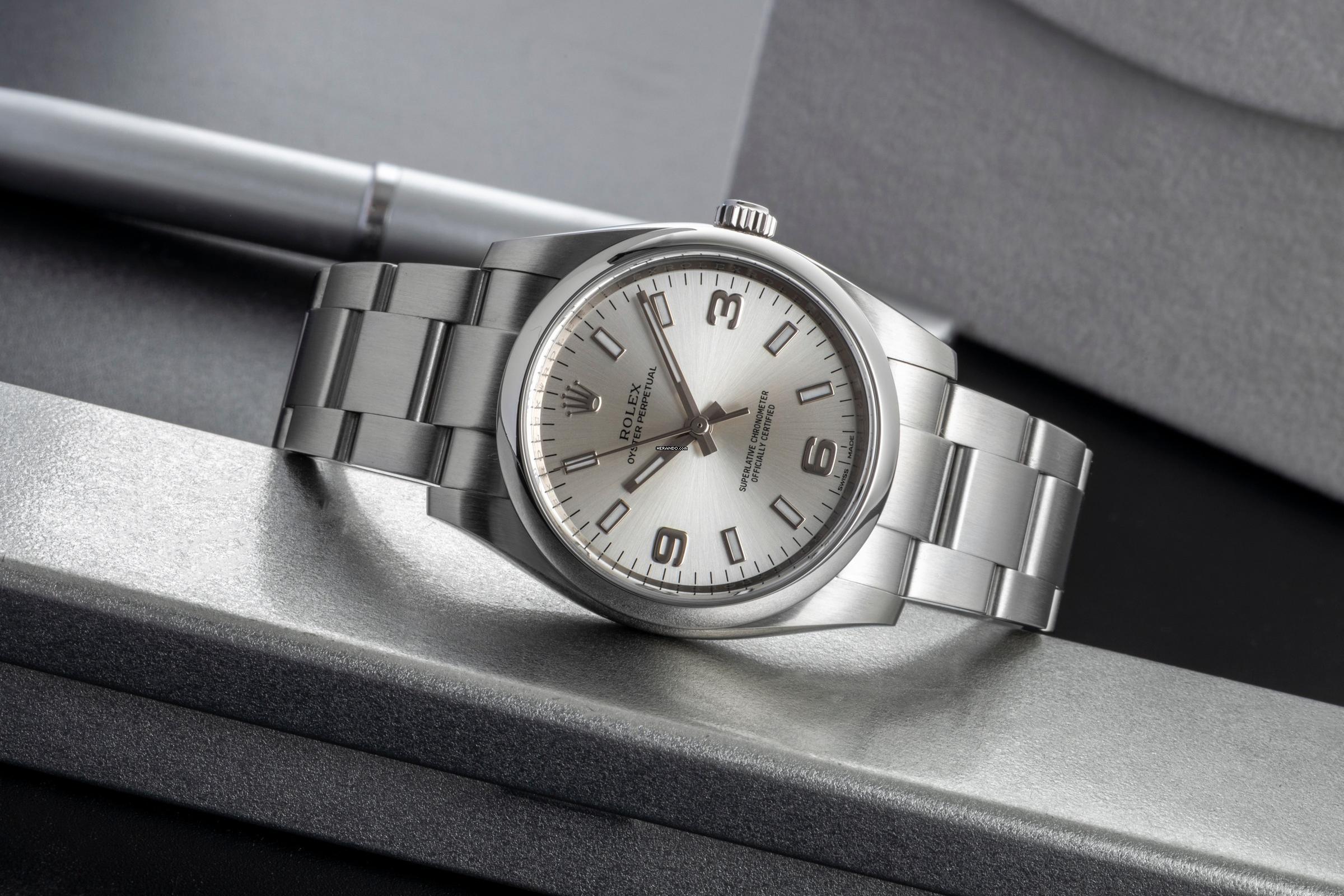 Thumbnail von Rolex Air King 34 Silver Dial Oyster Edelstahl Automatik Ref. 114200 B&P 2017