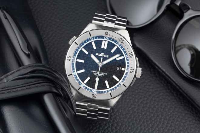  Fortis Marinemaster M-44 Ocean Blue Stahl Automatik Herrenuhr Ref. F8120022 B&P 