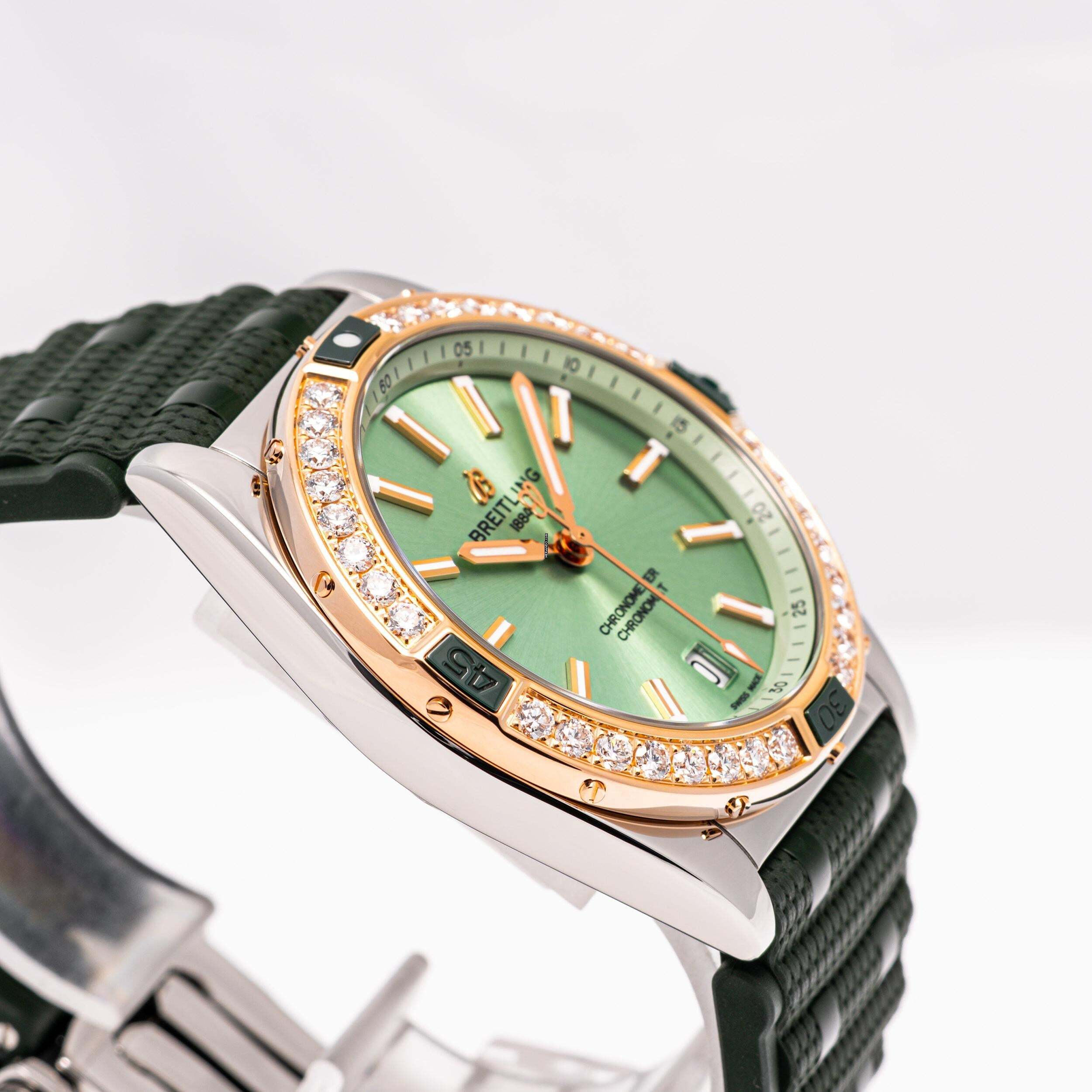 Thumbnail von Breitling Chronomat 38 Gold Diamond Green – U17356531L1S1 – like NEW – 02/2023 Full Set