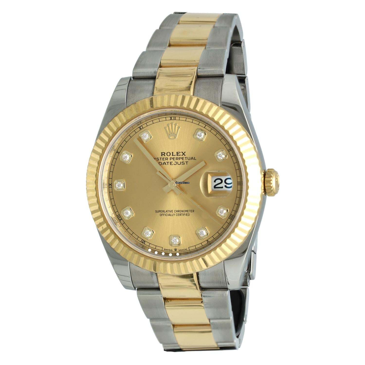 Thumbnail von Rolex Datejust 41 Champagne/Diamond Index Ref. 126333 Serviced