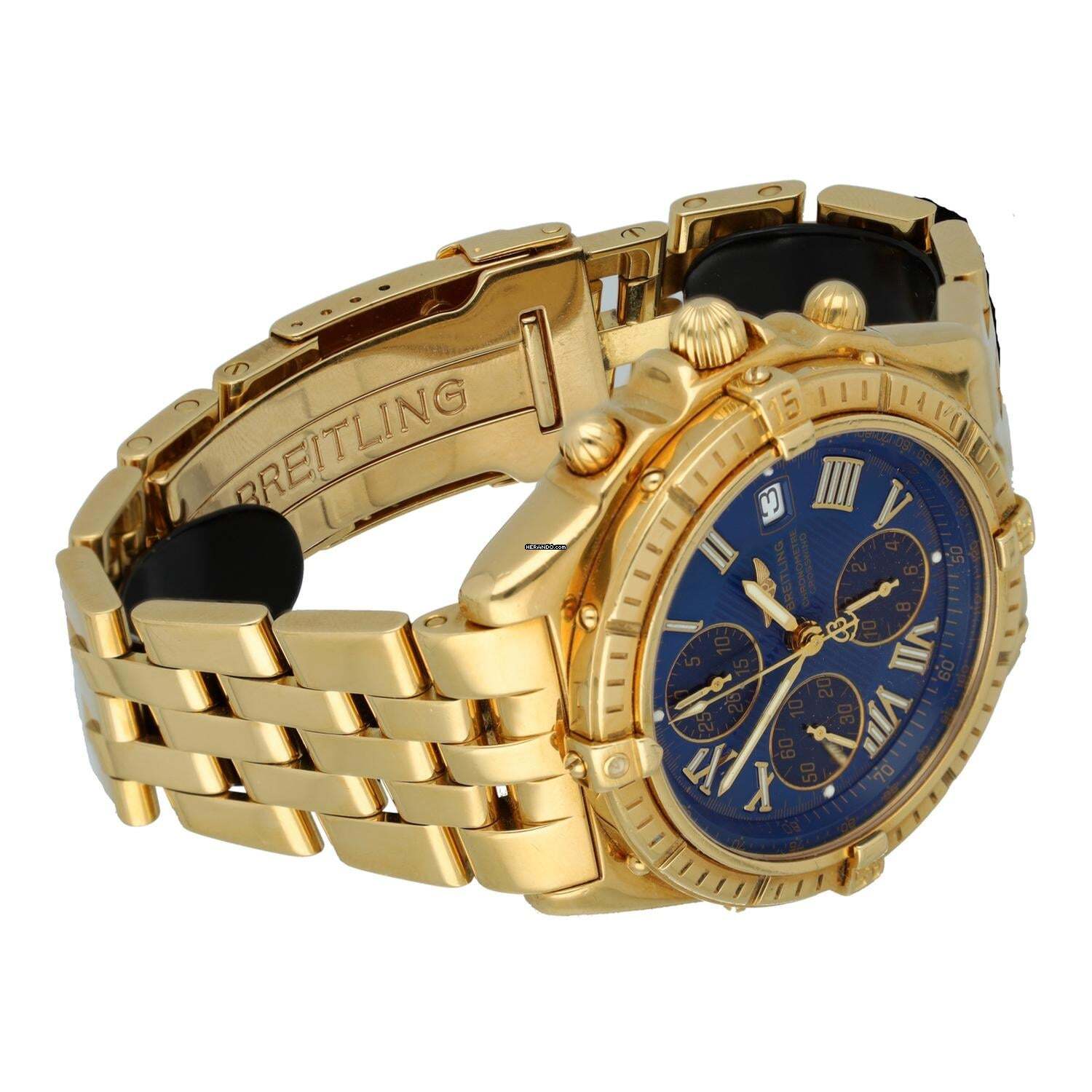 Thumbnail von Breitling Crosswind Chronograph 18k.Gold Ref.K13355 Full Set Blue Dial
